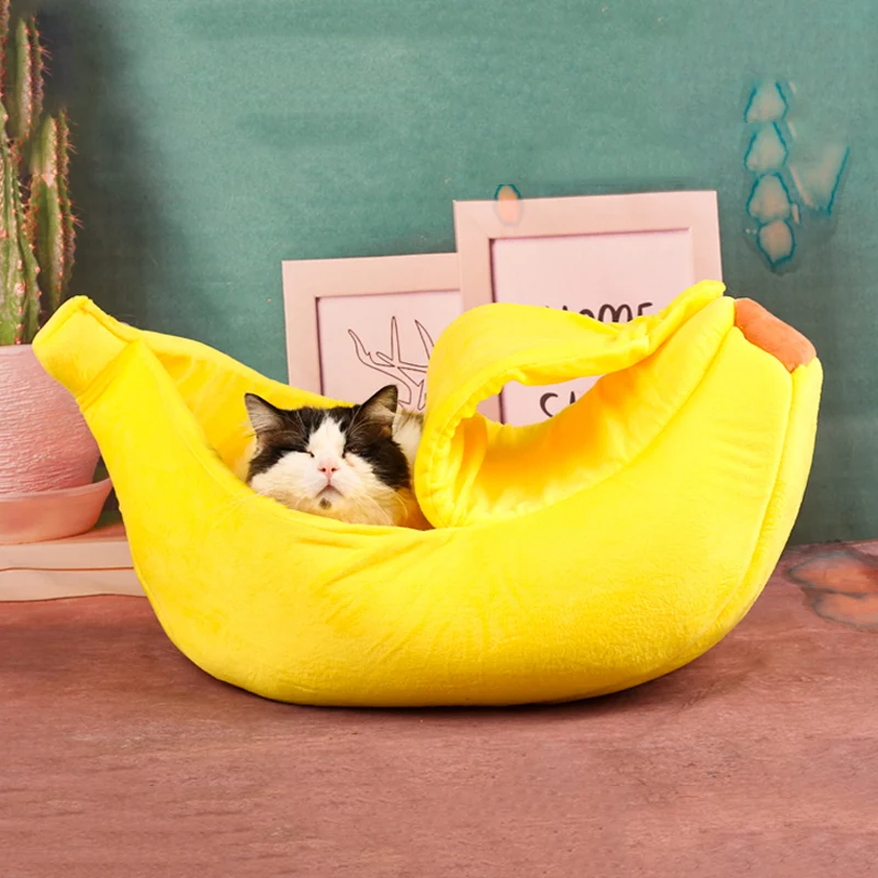 New Banana Shaped Pet Bedding Comfortable Cat Mat Winter Cushion Warm Soft Funny Kitten Sleeping Bag Cute Cozy Dog Accessories - Image 2