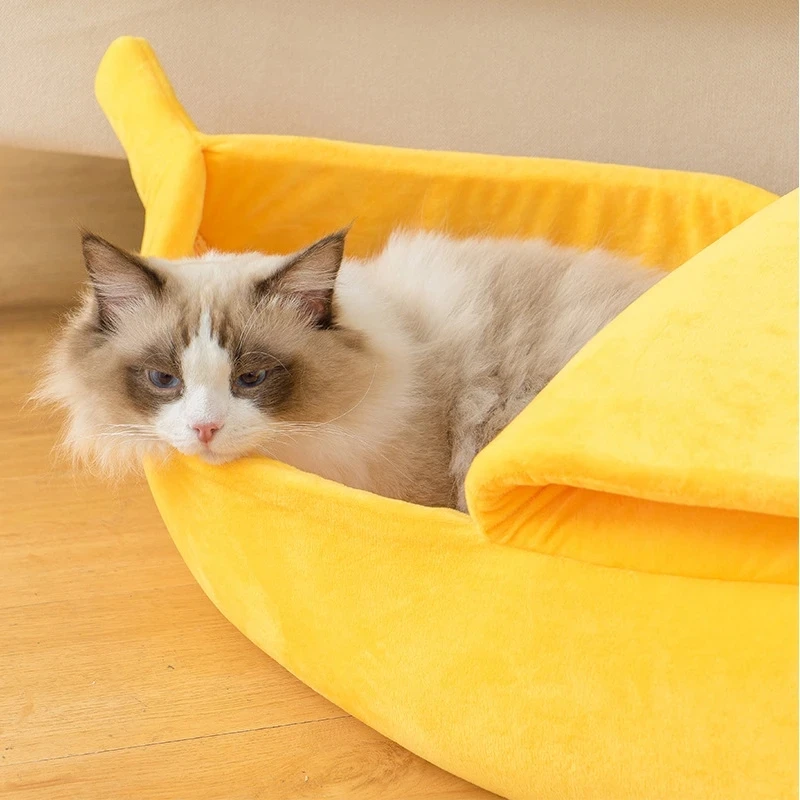 New Banana Shaped Pet Bedding Comfortable Cat Mat Winter Cushion Warm Soft Funny Kitten Sleeping Bag Cute Cozy Dog Accessories - Image 3