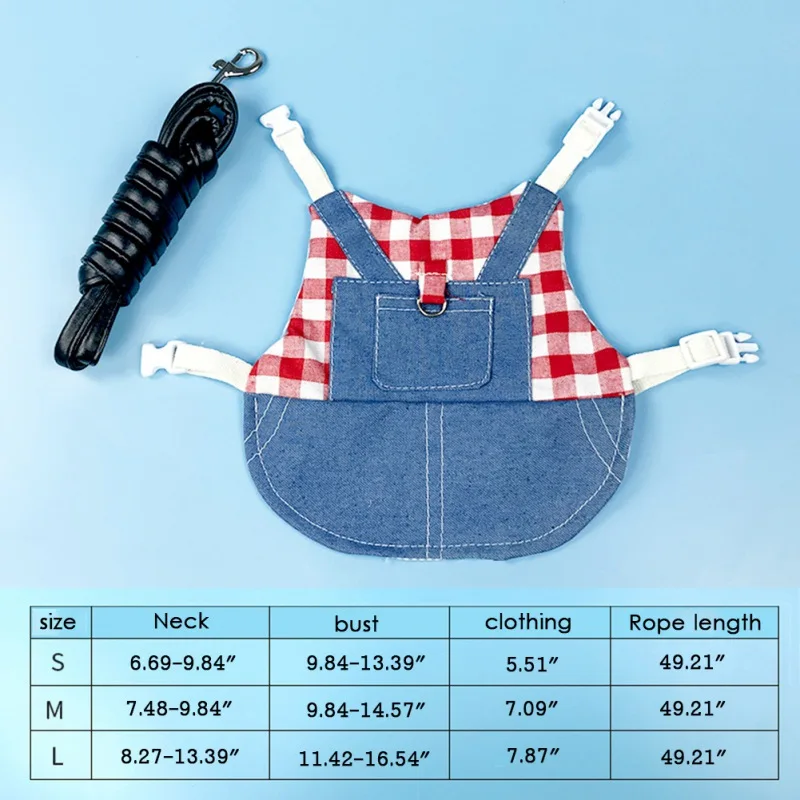 Rabbit Clothes Denim Jacket Coat Pet Small Animal Harness Leash Vest Bag Hat Set for Ferret Bunny Hamster Small Pet Supplies - Image 8