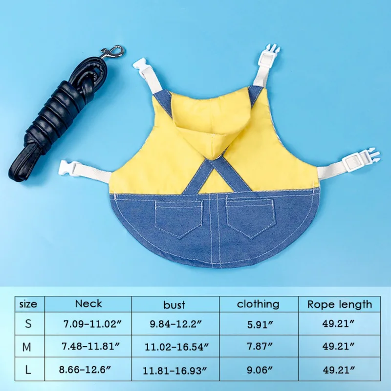 Rabbit Clothes Denim Jacket Coat Pet Small Animal Harness Leash Vest Bag Hat Set for Ferret Bunny Hamster Small Pet Supplies - Image 9