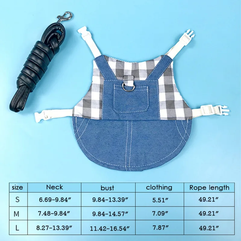 Rabbit Clothes Denim Jacket Coat Pet Small Animal Harness Leash Vest Bag Hat Set for Ferret Bunny Hamster Small Pet Supplies - Image 6