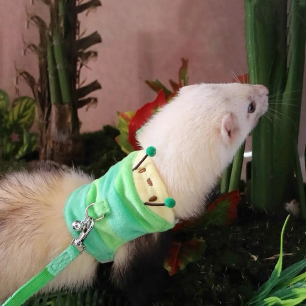 Cute Cartoon Hamster Vest Harness Adjustable Escape Proof Ferret Walking Leash Breathable Small Animal Walking Vest Travel