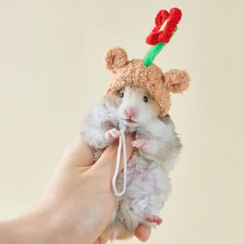Cute Decorative Hamster Wool Hat Breathable Soft Mini Pet Hat Adjustable Parrot Decoration Hat For Birds Rat Guinea Pig - Image 8