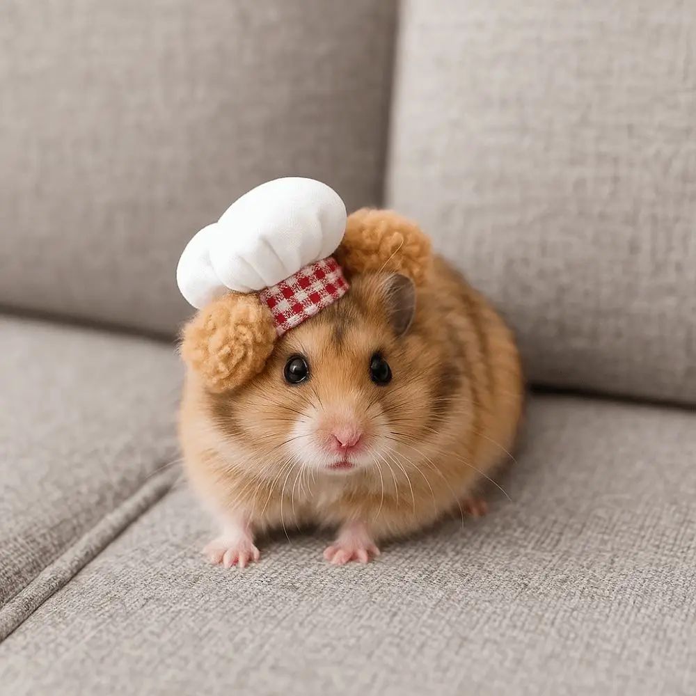 Funny Adjustable Hamster Chef Hat Comfortable Decorative Hamster Cosplay Hat Breathable Pet Costume Hat Holiday Dress Up - Image 4