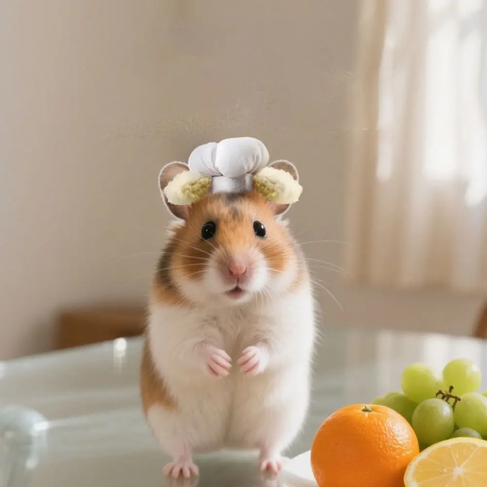 Funny Adjustable Hamster Chef Hat Comfortable Decorative Hamster Cosplay Hat Breathable Pet Costume Hat Holiday Dress Up - Image 3