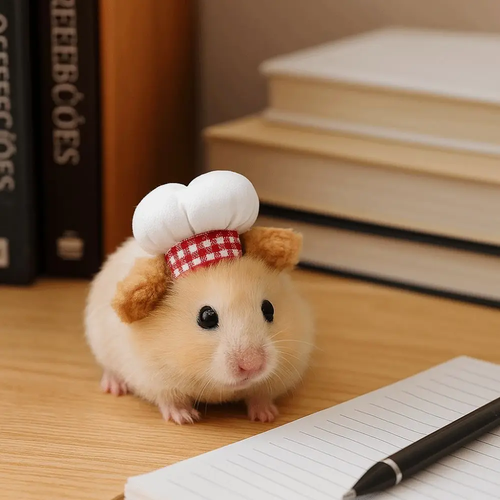 Funny Adjustable Hamster Chef Hat Comfortable Decorative Hamster Cosplay Hat Breathable Pet Costume Hat Holiday Dress Up - Image 5