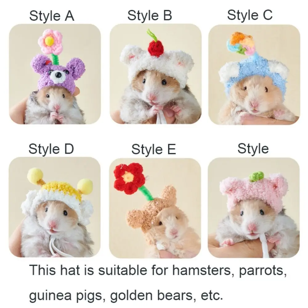Cute Decorative Hamster Wool Hat Breathable Soft Mini Pet Hat Adjustable Parrot Decoration Hat For Birds Rat Guinea Pig - Image 5