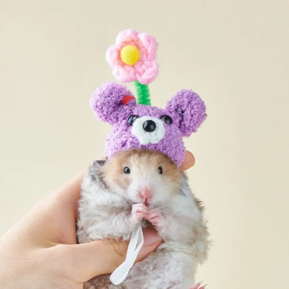 Cute Decorative Hamster Wool Hat Breathable Soft Mini Pet Hat Adjustable Parrot Decoration Hat For Birds Rat Guinea Pig - Image 7