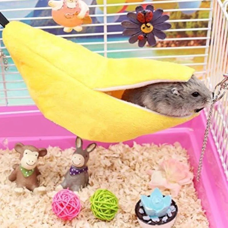 Hamster Hang House Hammock Banana Design Small Animal Cotton Cage Sleeping Nest for Small Pet Bed Small Hamster Toy Cage Swing - Image 2