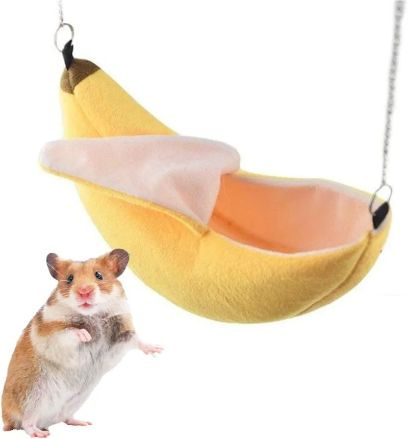 Hamster Hang House Hammock Banana Design Small Animal Cotton Cage Sleeping Nest for Small Pet Bed Small Hamster Toy Cage Swing