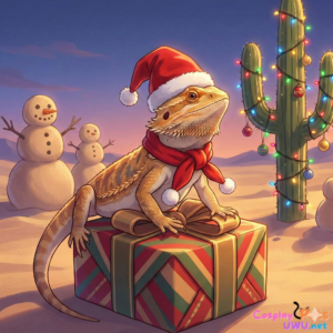 Set Navideño "Arenas Festivas": Gorro y Bufanda para Dragón Barbudo