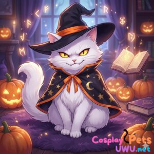 Capa y Sombrero de Hechicera de Medianoche para Gatos