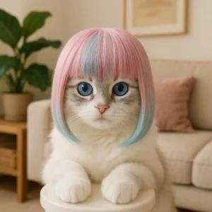 Fantasy Style Long Hair Dog Cat Costume Wig Dream Look Funny Cats Cosplay Wig Colorful Dog Headwear Photography