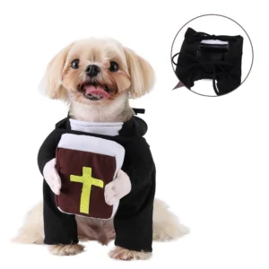 Pet Halloween Costumes Pastor Puppy Cosplay Party Fancy Clothes With Bible Cross Jesus Christ Dress Up Apparel For Small Dog Cat