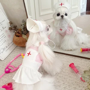 Cute Puppy Dog Cosplay Clothing Pink Yellow Plaid Party Dress For Small Medium Dogs Chihuahua Poodle Overalls Skirts Pet Clothes